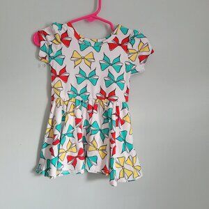 Dot Dot Smile Dress Baby Girl's 6-12 mo Bows Cap Sleeve Twirl Comfy Stretch NWT